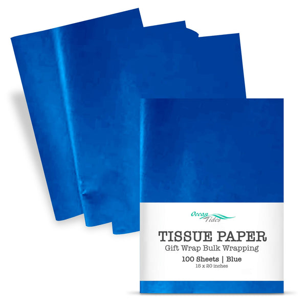 Ocean Tides Gift Wrapping Blue Tissue Paper Bulk - Wrapping Paper for Crafts, Birthdays, Holidays, & Special Event - Colored Tissue Paper for Gift Bags & Decorations - 100 Sheets (15 x 20 inches)