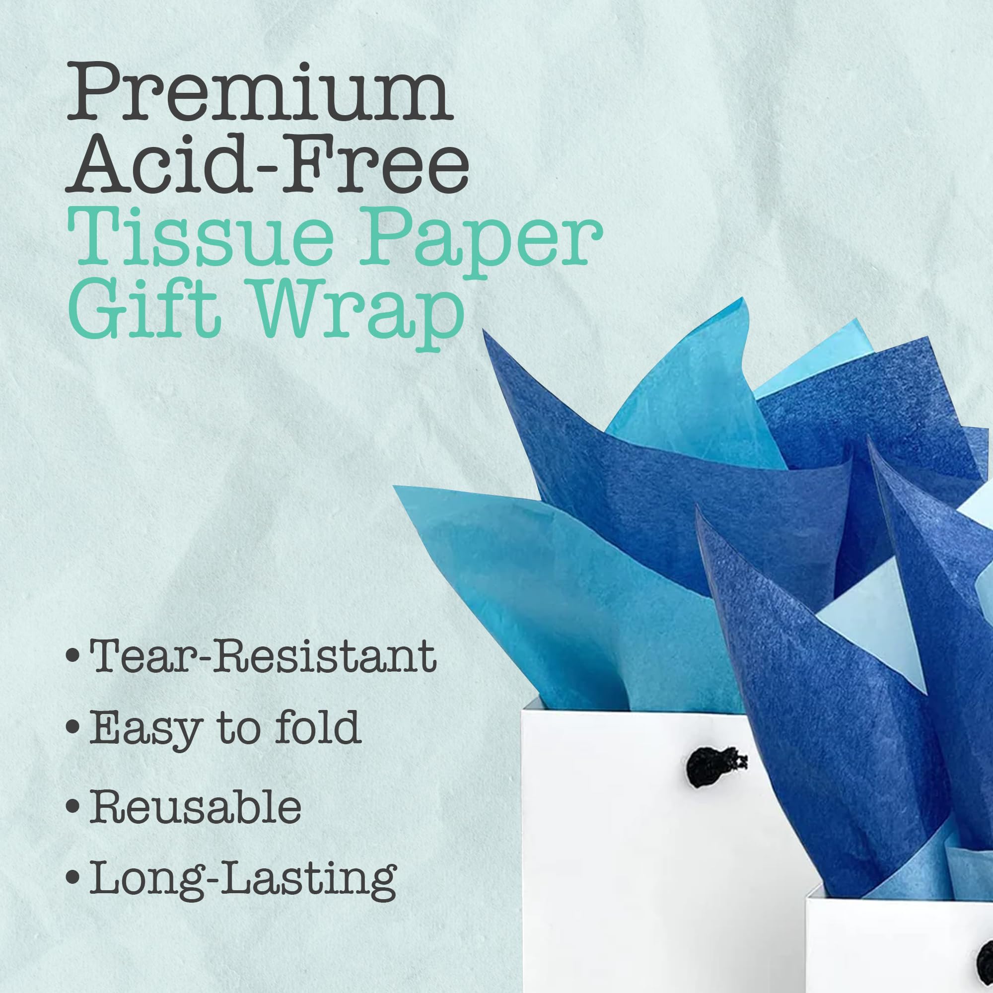 Ocean Tides Gift Wrapping Assorted Tissue Paper Bulk - Wrapping Paper for Crafts, Birthdays, Holidays, & Special Event - Colored Tissue Paper for Gift Bags & Decorations - 100 Sheets (20 x 30 inches)