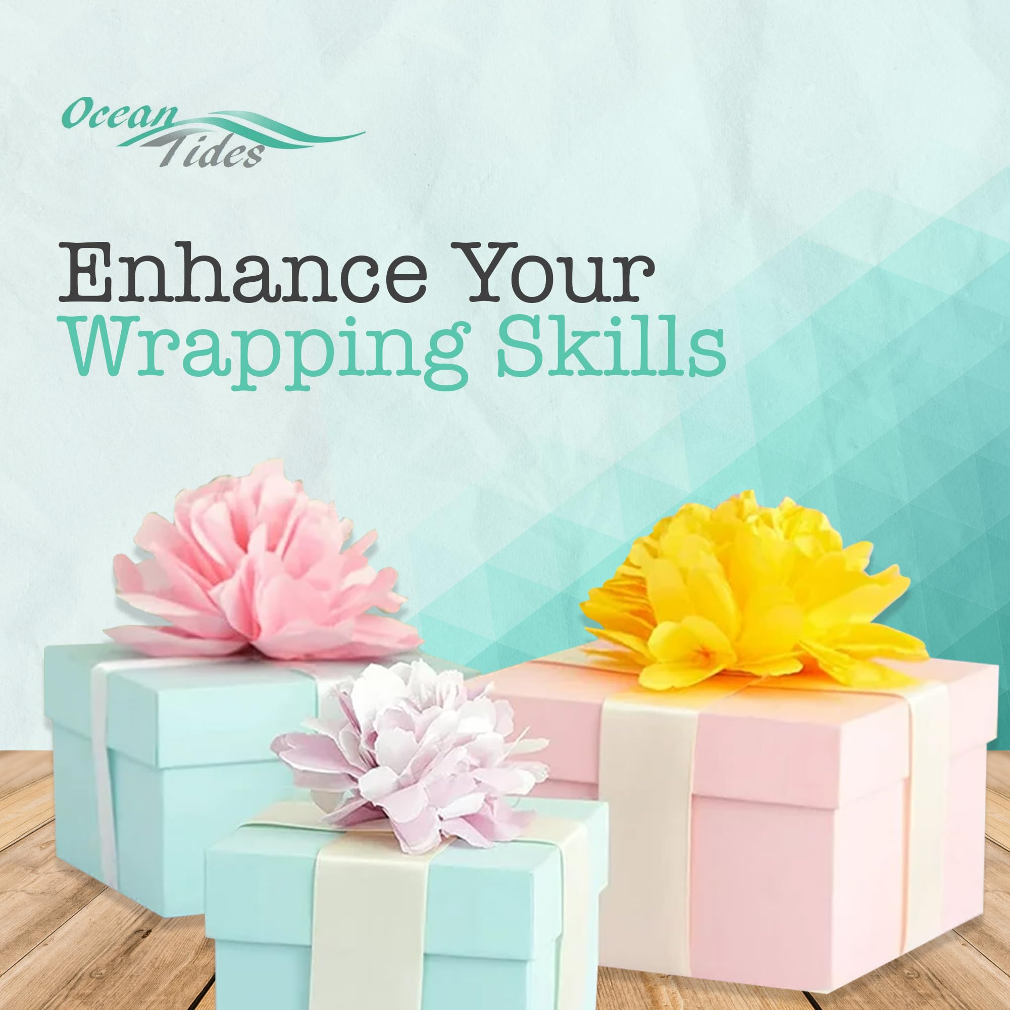 Ocean Tides Gift Wrapping Tissue Paper - Gift Tissue Paper for Birthdays, DIY Crafts, & Christmas - 500 Sheets Bulk Tissue Paper for Gift Bags - Lightweight & Easy to Shape - Orange (15 x 20 inches)