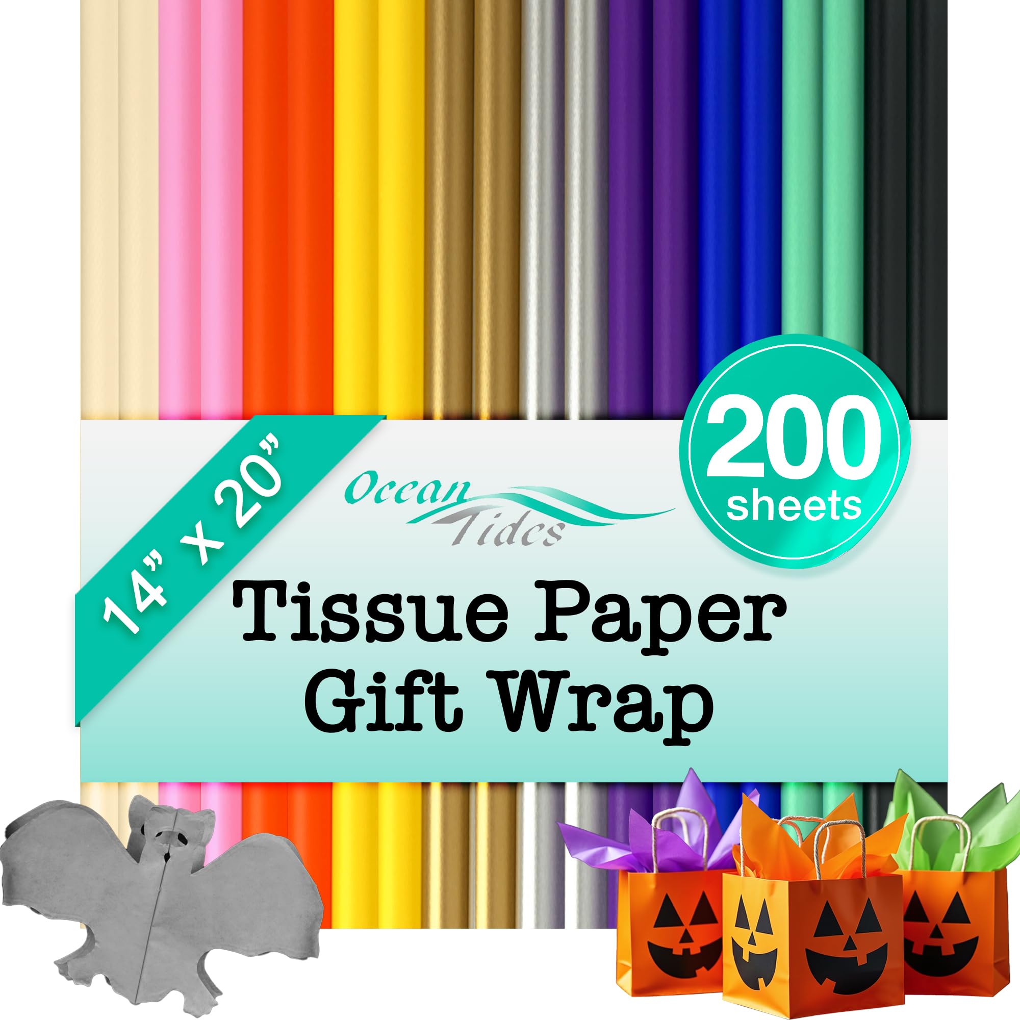 200-Sheet Assorted Gift Tissue Paper Bulk Pack