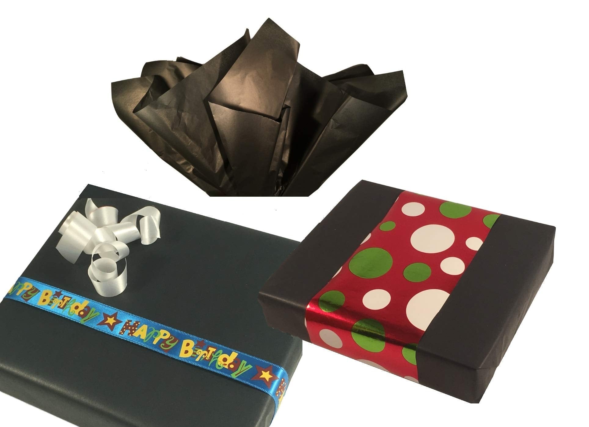 300-Sheet Black Gift Tissue Paper Bulk 