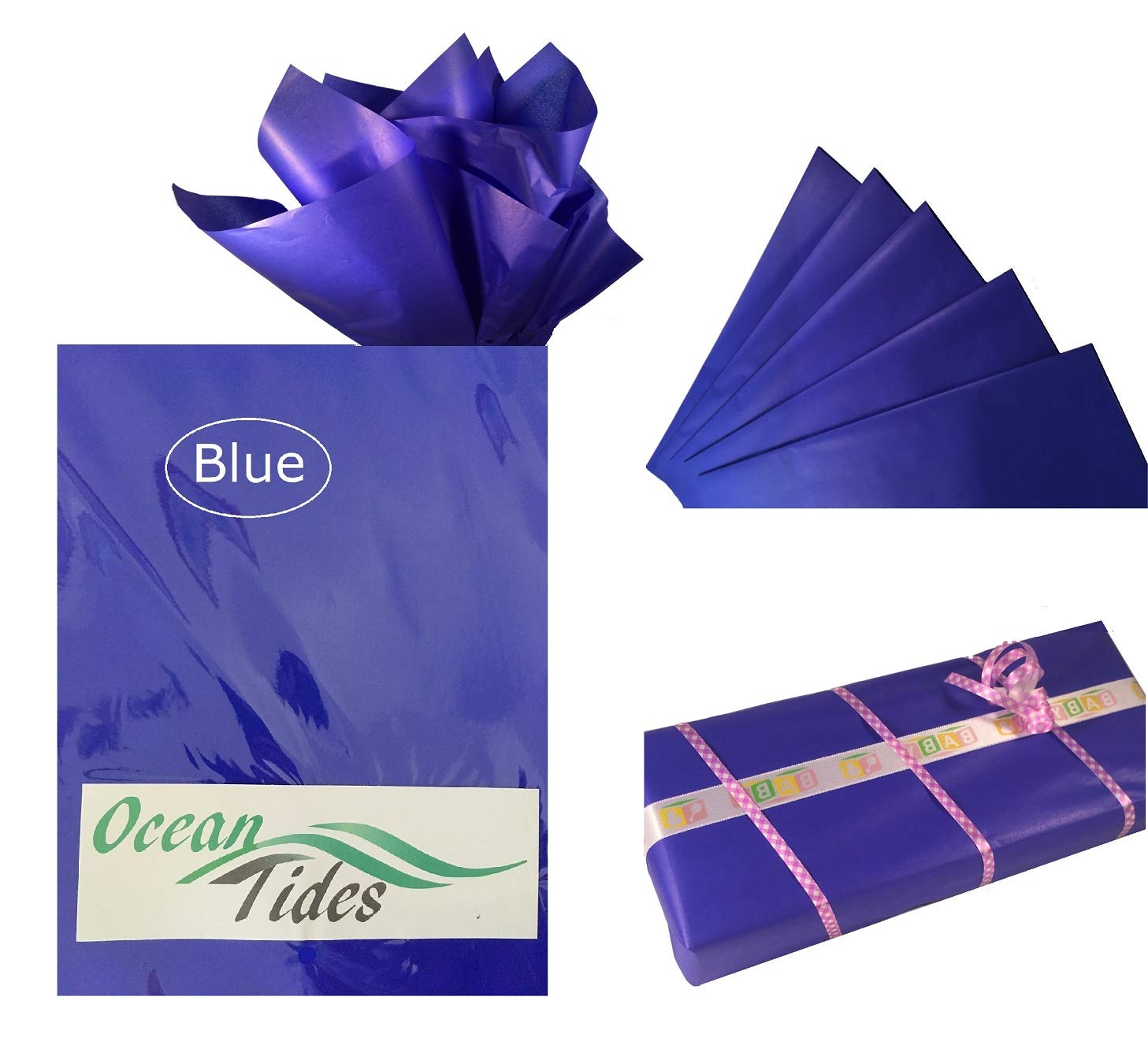 300-Sheet Blue Gift Tissue Paper Bulk Pack
