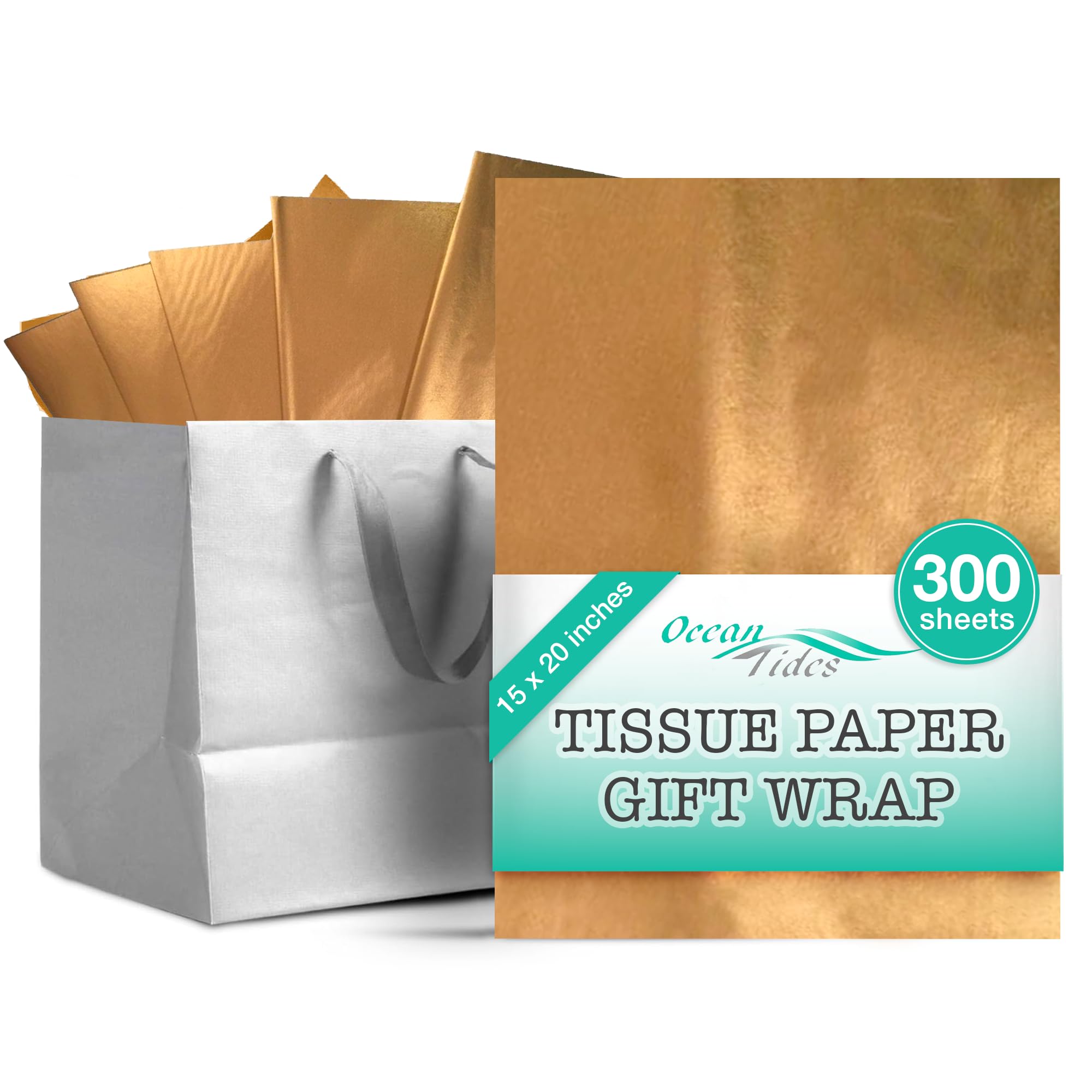 300-Sheet Gold Gift Tissue Paper Bulk Pack