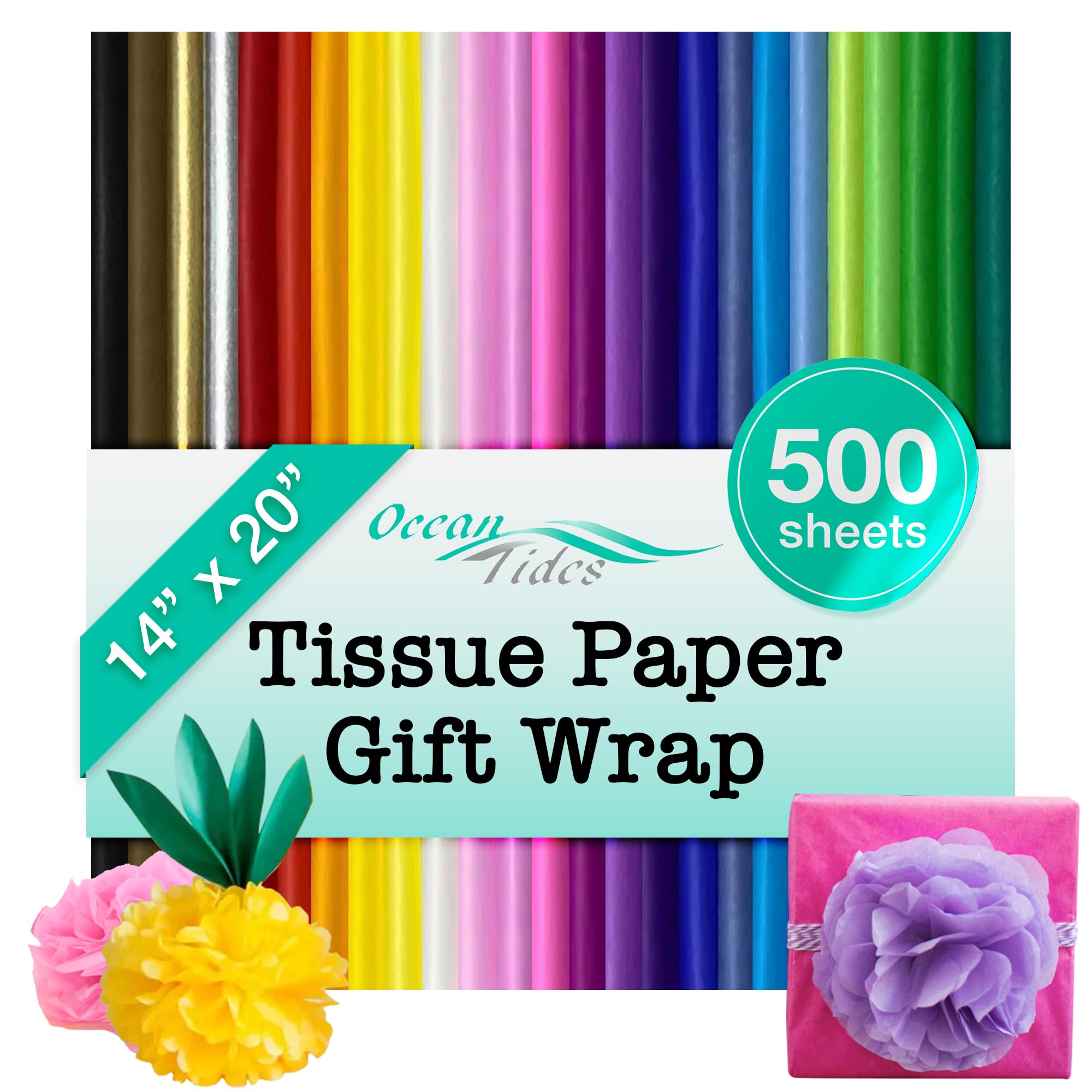 500-Sheet Assorted Gift Tissue Paper Bulk Pack 