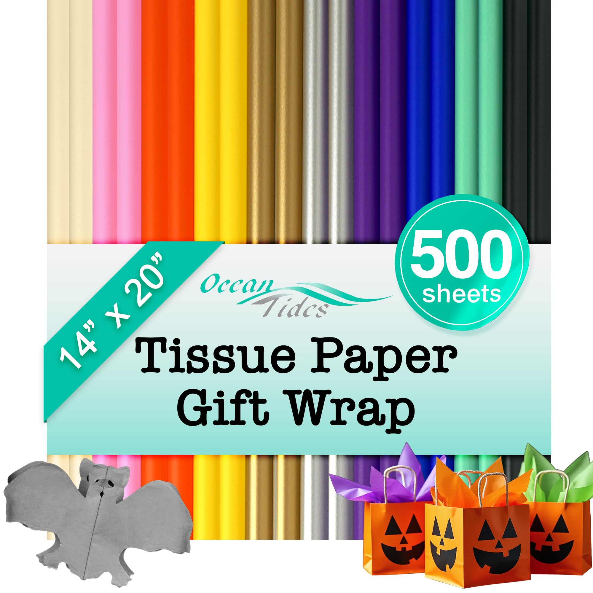 500-Sheet Assorted Gift Tissue Paper Bulk Pack 