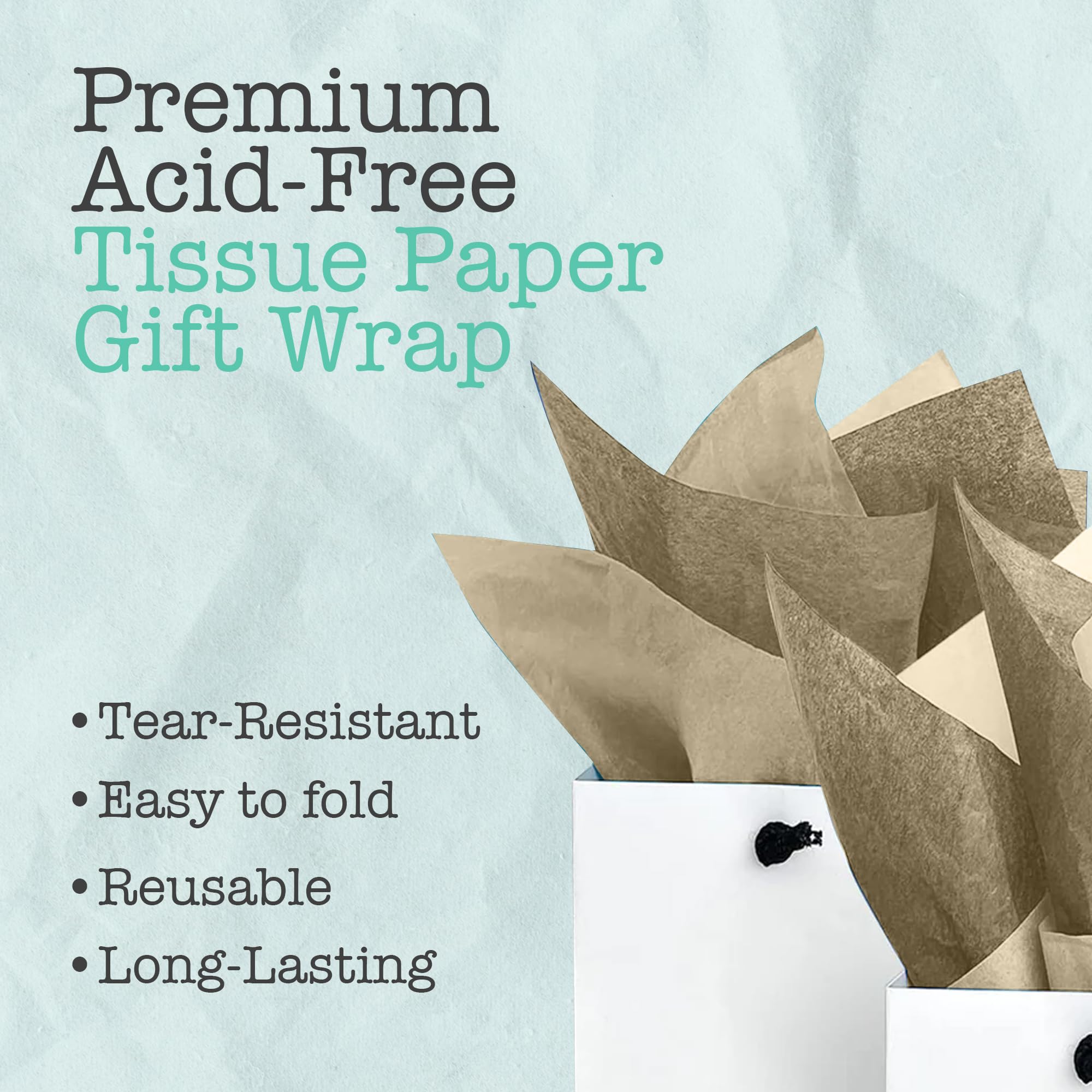 Ocean Tides Gift Wrapping Tissue Paper - Gift Tissue Paper for Birthdays, DIY Crafts, & Christmas - 500 Sheets Bulk Tissue Paper for Gift Bags - Lightweight & Easy to Shape - Gold (15 x 20 inches)