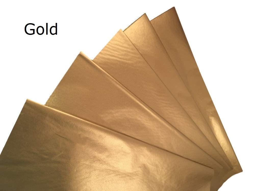Ocean Tides Gift Wrapping Tissue Paper - Gift Tissue Paper for Birthdays, DIY Crafts, & Christmas - 50 Sheets Bulk Tissue Paper for Gift Bags - Solid Gold & Gold Dots (15 x 20 inches)