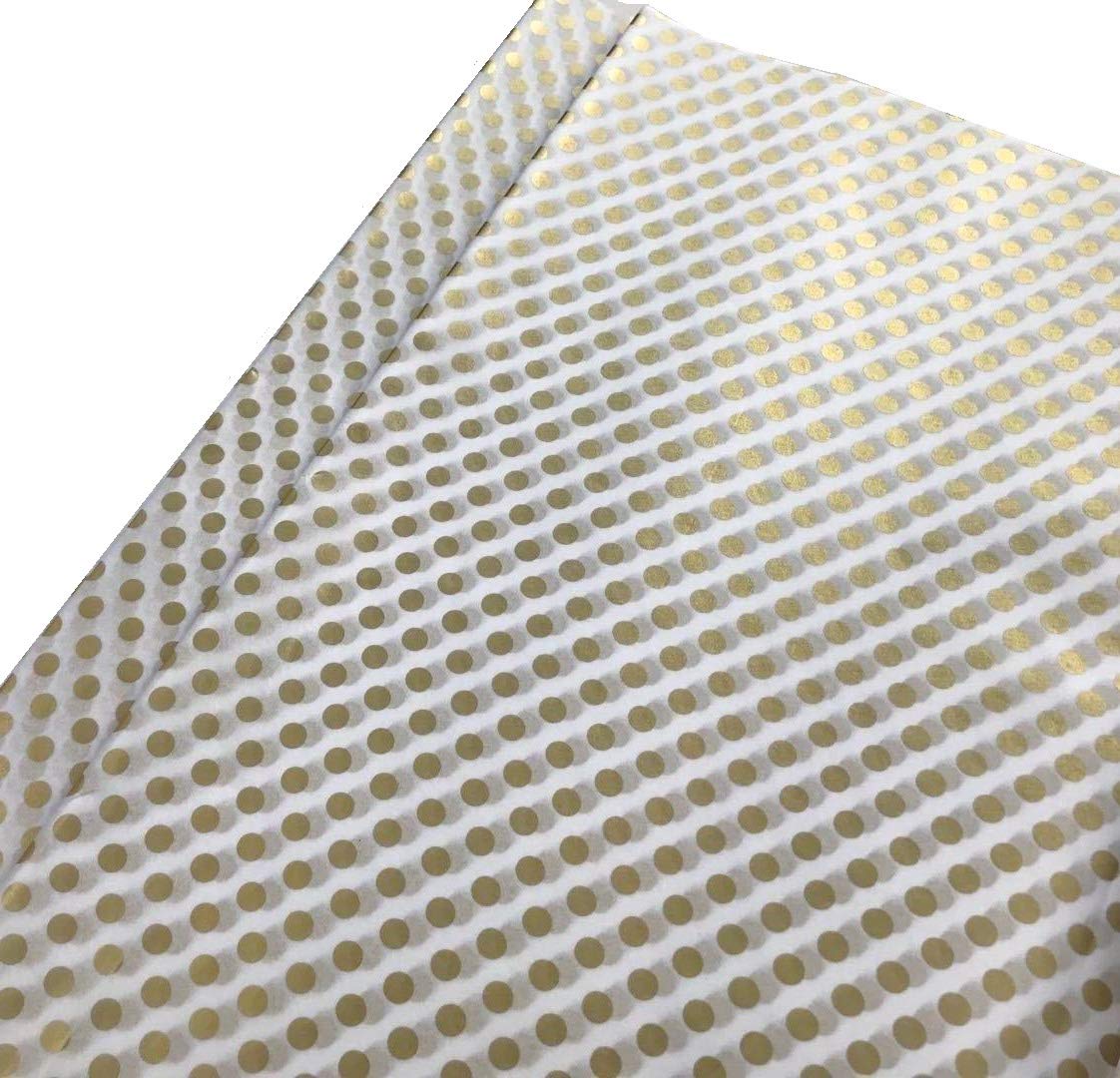 Ocean Tides Gift Wrapping Tissue Paper - Gift Tissue Paper for Birthdays, DIY Crafts, & Christmas - 50 Sheets Bulk Tissue Paper for Gift Bags - Solid Gold & Gold Dots (15 x 20 inches)