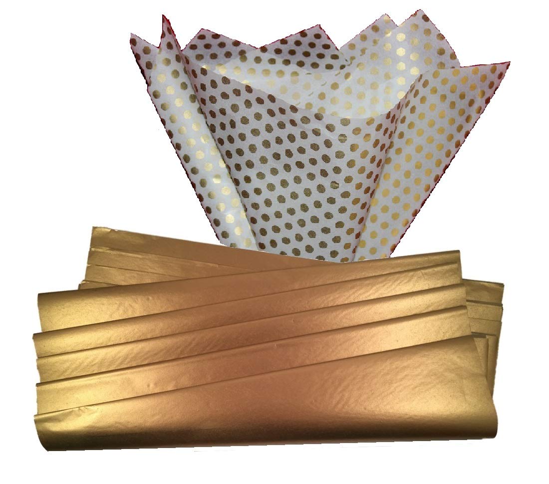 Gold Dots Tissue Paper 50-Sheet Bulk Pack for Gifts