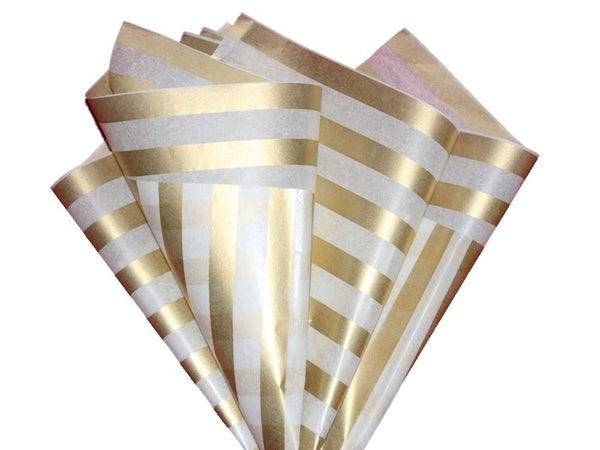 Ocean Tides Gift Wrapping Tissue - 75 Sheets for Birthdays, DIY Crafts & Christmas - Bulk Paper for Gift Bags - Gold Stripes, Stars & Dots (15 x 20 Inches)